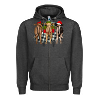 Charcoal Heather christmas heifers back view Zipper Hoodie - RanaPortraitStore