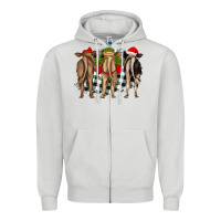 Dove Grey christmas heifers back view Zipper Hoodie - RanaPortraitStore