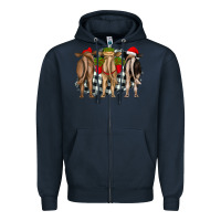 Navy christmas heifers back view Zipper Hoodie - RanaPortraitStore