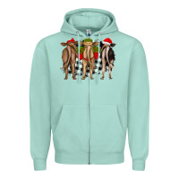 Seafoam christmas heifers back view Zipper Hoodie - RanaPortraitStore