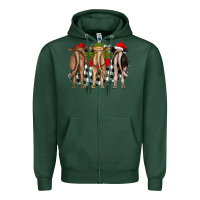Sports Green christmas heifers back view Zipper Hoodie - RanaPortraitStore