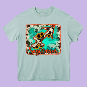 Sagittarius Turquoise Cowhide Heavy Core Tee Designed By Ranaportraitstore