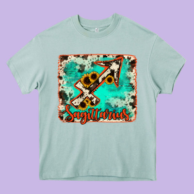 Sagittarius Turquoise Cowhide Heavy Core Tee Designed By Ranaportraitstore