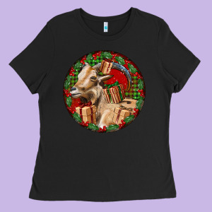 Spanish Goat Christmas Ladies Tee Designed By Lillyallendesigns