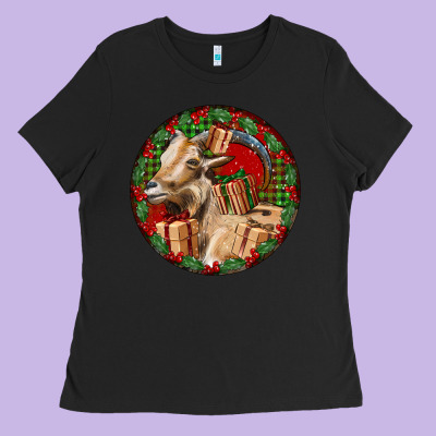 Spanish Goat Christmas Ladies Tee Designed By Lillyallendesigns