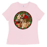 Bubblegum Pink Spanish Goat Christmas Ladies Tee - LillyAllenDesigns