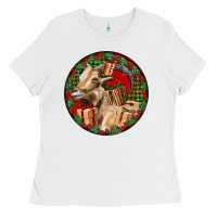 White Spanish Goat Christmas Ladies Tee - LillyAllenDesigns