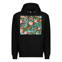 Black flamingos with leaves Premium Hoodie - BarkalooDesign