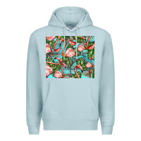 Blue Mist flamingos with leaves Premium Hoodie - BarkalooDesign