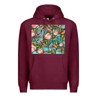 Burgundy flamingos with leaves Premium Hoodie - BarkalooDesign