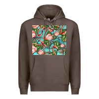 Coffee flamingos with leaves Premium Hoodie - BarkalooDesign
