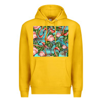 Lemon flamingos with leaves Premium Hoodie - BarkalooDesign