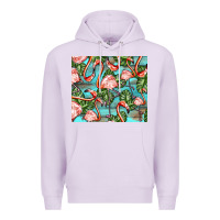 Lilac flamingos with leaves Premium Hoodie - BarkalooDesign
