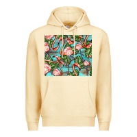 Pina Colada flamingos with leaves Premium Hoodie - BarkalooDesign