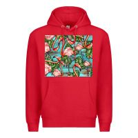 Red flamingos with leaves Premium Hoodie - BarkalooDesign