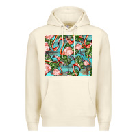 Sandshell flamingos with leaves Premium Hoodie - BarkalooDesign