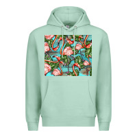 Seafoam flamingos with leaves Premium Hoodie - BarkalooDesign