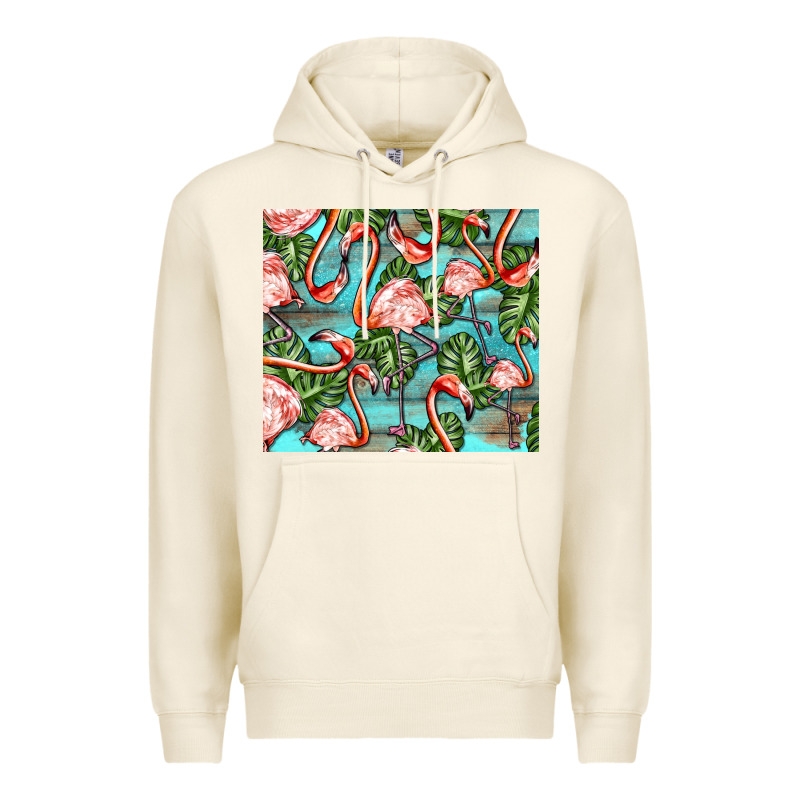 Flamingos With Leaves Premium Hoodie by BarkalooDesign | Teevron