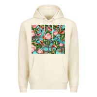 Tofu flamingos with leaves Premium Hoodie - BarkalooDesign