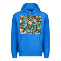 True Royal flamingos with leaves Premium Hoodie - BarkalooDesign