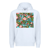 White flamingos with leaves Premium Hoodie - BarkalooDesign