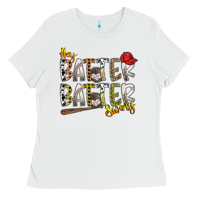 Hey Batter Batter Swing Ladies Tee by SublimationCraftShop | Teevron
