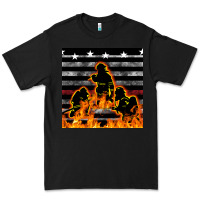 Black american firefighters seamless pattern Premium Tee - BundleAndBundleShop