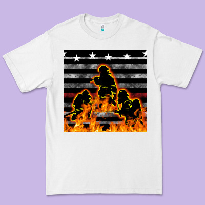 American Firefighters Seamless Pattern Premium Tee Designed By Bundleandbundleshop