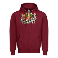 Burgundy Christmas heifers front view Zipper Hoodie - RanaPortraitStore