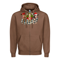 Chestnut Christmas heifers front view Zipper Hoodie - RanaPortraitStore