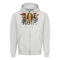 Dove Grey Christmas heifers front view Zipper Hoodie - RanaPortraitStore