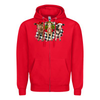 Red Christmas heifers front view Zipper Hoodie - RanaPortraitStore