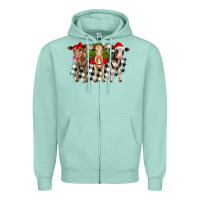 Seafoam Christmas heifers front view Zipper Hoodie - RanaPortraitStore