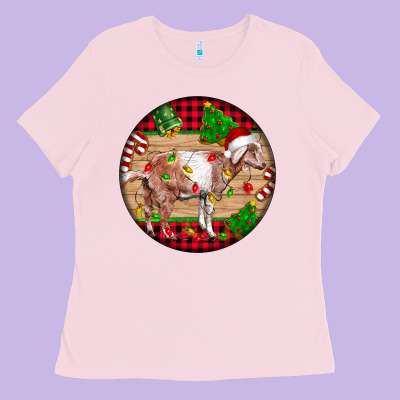 Nubian Goat Christmas Ladies Tee Designed By Lillyallendesigns