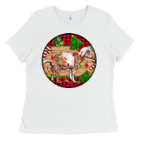 White Nubian Goat Christmas Ladies Tee - LillyAllenDesigns