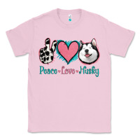 Bubblegum Pink Peace Love Husky Classic Tee - Jasminsmagicworld