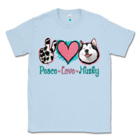 Dusty Blue Peace Love Husky Classic Tee - Jasminsmagicworld