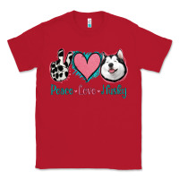 Red Peace Love Husky Classic Tee - Jasminsmagicworld