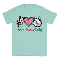 Seafoam Peace Love Husky Classic Tee - Jasminsmagicworld