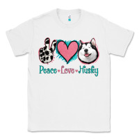 White Peace Love Husky Classic Tee - Jasminsmagicworld