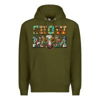 Army Green show mom brown calf eye glasses Premium Hoodie - BarkalooDesign