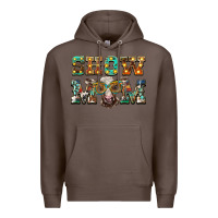 Coffee show mom brown calf eye glasses Premium Hoodie - BarkalooDesign