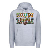 Heather Grey show mom brown calf eye glasses Premium Hoodie - BarkalooDesign