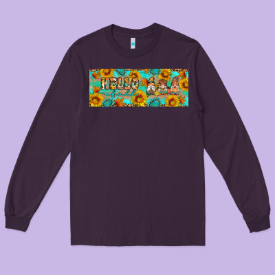 Hello Fall Gnomes Long Sleeve Tee Designed By Artiststas