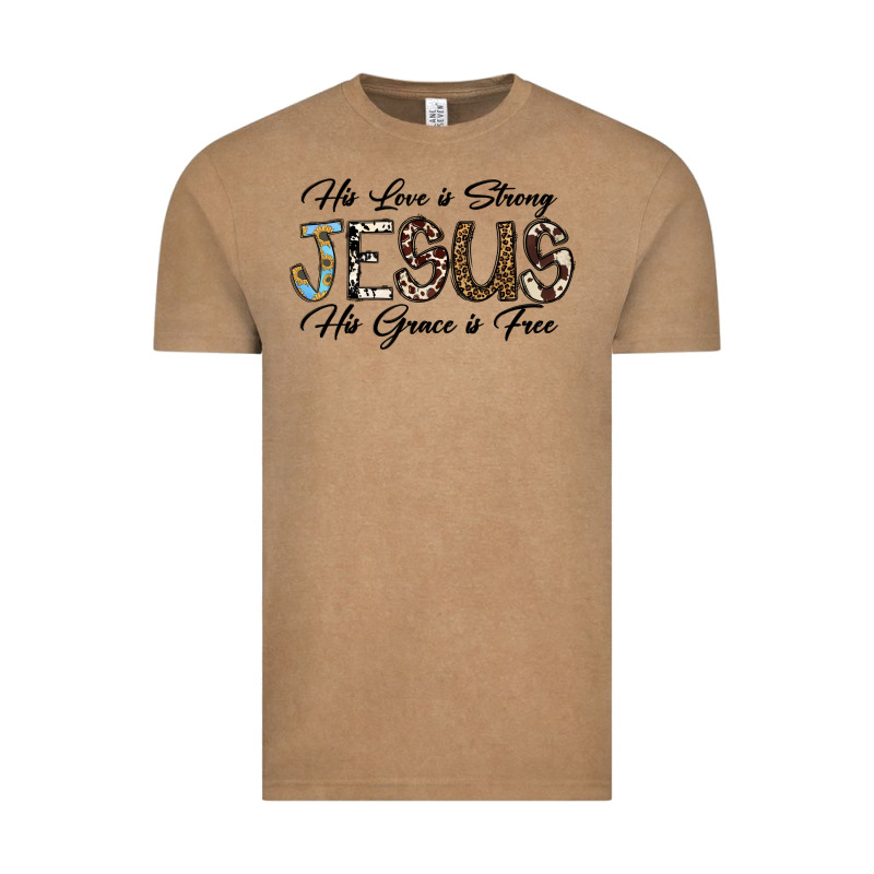 His Love Is Strong Jesus His Grace Is Free Vintage Tee by CowhideDigitalArt | Teevron