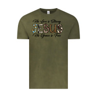 Vintage Olive His Love is Strong Jesus His Grace is Free Vintage Tee - CowhideDigitalArt