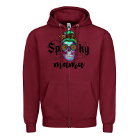Burgundy spooky mama skull Zipper Hoodie - RanaPortraitStore