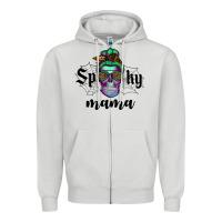 Dove Grey spooky mama skull Zipper Hoodie - RanaPortraitStore