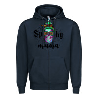 Navy spooky mama skull Zipper Hoodie - RanaPortraitStore