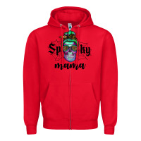 Red spooky mama skull Zipper Hoodie - RanaPortraitStore